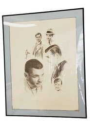 Vintage 1976 Apple Art Inc Offset Lithographic Print Of Clark Gable By Glen Fortune Banse