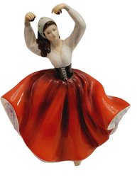 Vintage Royal Doulton Karen Porcelain Figurine In Red Dress