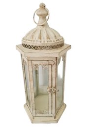 Large Vintage PIER 1 Decorative Metal & Glass Candle Lantern