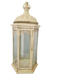 Large Vintage PIER 1 Decorative Metal & Glass Candle Lantern