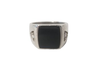 Vintage Sterling Silver & Black Onyx Avon Men's Ring - Size 10