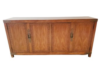Dramatic Vintage MCM Century Asian Style Heavy Hardwood Buffet Credenza Cabinet