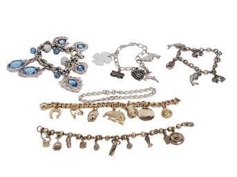 Lot Of Vintage & Retro Jewelry - Ladies Silver & Gold Tone Charm Bracelets (Lot I)