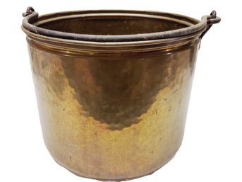 Great Vintage Hand Hammered Solid Brass Handled Bucket Pail