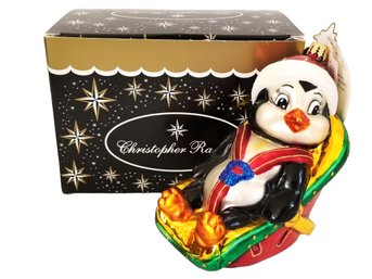 Christopher Radko Bundle Of Joy Baby On Board Penguin Glass Ornament Ornament  - With Box  (lot 6)