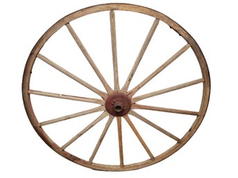 Large Antique 52' Wood & Cast Iron Wagon Wheel Rustic Farm Decor 14 Spoke