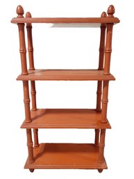 Vintage MCM Solid Wood Painted Burdt Orange 4 Tier Etarage Shelving Units