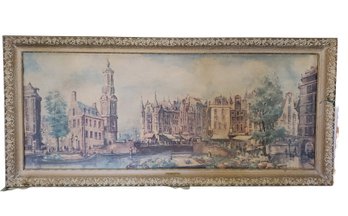 Vintage MCM Framed Springtime In Holland By  Reinier Wijnand Snapper Large Wall Art Print