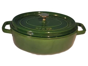 STAUB Lacocotte Basil Collection Green Enameled Cast Iron Oval Dutch Oven 4 Quart Made In France