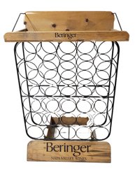 Vintage Beringer Vineyards Wood And Wrought Metal Wine Bar & Rack