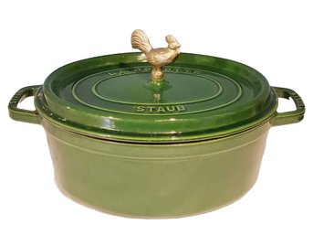 STAUB Lacocotte Basil Collection Green Coq Au Vin Enameled Cast Iron Oval Dutch Oven