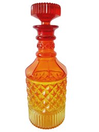 Vintage Viking Amberina Diamond Pattern Yellow Red Orange Decanter With Stopper