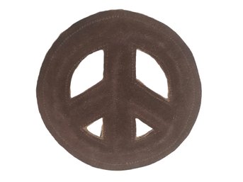 Large Vintage Brown Suede Hippie Peace Sign Symbol