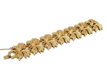 Vintage MCM Francois Gold Tone Ladies Articulated Leaf Design Statement Bracelet