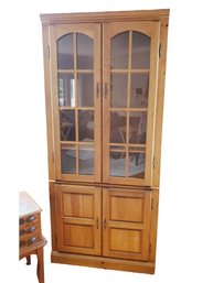 Small Wood & Glass Cabinet Hutch