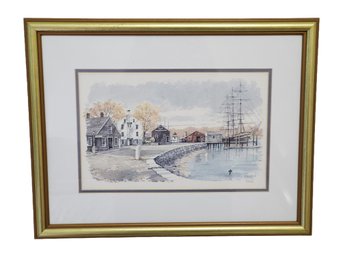 Framed & Pencil Signed Patricia Scott Framed Print Featuring Mystic Seaport