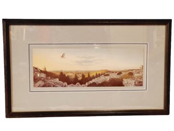 Framed Signed Art Print Cranberry Station Gallery - Kathleen Maguire Morolda - Hawk Over Mountains