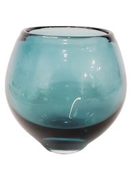 Pretty Blue Art Glass Balloon Vase