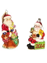 Christopher Radko Cheers To The Year 2014 And Santa's List Blown Glass Ornaments - W/boxes (lot 4)