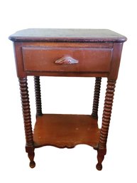 Vintage Wood One Drawer Night Stand Table With Turned Legs - Style Mt. Vernon - Brand Unknown