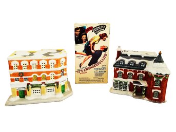 2 Vintage It's A Wonderful Life Christmas In Bedford Falls Collection Light Up Houses