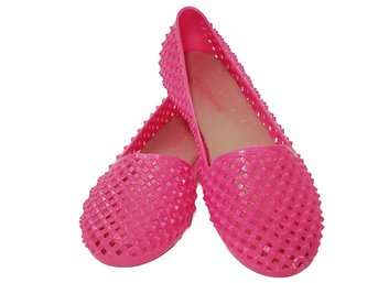 Ladies Never Worn The Original Skidders Studded Flats Hot Pink Plastic Jelly Style Shoes - Size 10