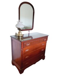 Vintage Wood Four Dresser With Mirror - Style Mt. Vernon - Brand Unknown