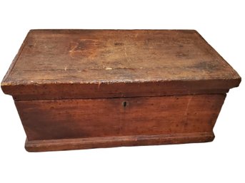 Antique Oblong Solid Wood Storage Trunk Box Toolchest