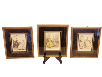 Trio Of Antique Framed Victorian Lady Prints