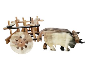 Early 20 Century Steer Horn & Twine Oxen Drawn Cart