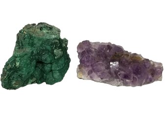 Purple Amethyst Quartz & Malachite Green Stone