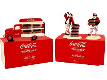 Department 56 Coca-cola Delivery Truck &  Delivery Men Figurines Snow Village Collection - W/box