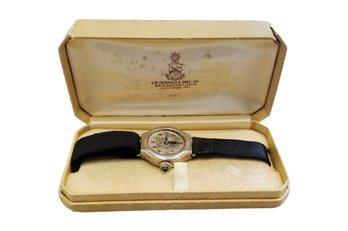 Women's Antique Silver Watch With Sapphire Crown & Adjustable Black Satin Ribbon Band