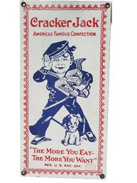 Vintage Ande Rooney Reproduction Cracker Jack Advertising Porcelain Enamel Wall Sign