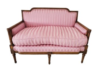 Beautiful Antique French Louis XV Style Mauve Custom Upholstered Down Filled Loveseat