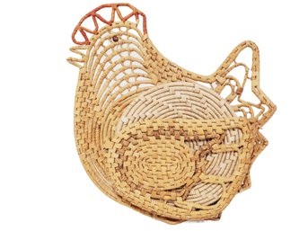 Vintage Wicker Chicken Rooster Trivet Holder Hanging Farmhouse Kitchen Decor