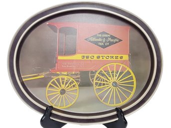 Vintage Nostalgic The Great Atlantic & Pacific Tea Co. A&P Tin Serving Oval Tray With Delivery Truck