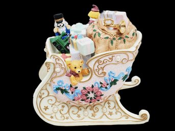 The Victorian Christmas Music Box - The Danbury Mint Christmas Sleigh Musical Porcelain Figurine