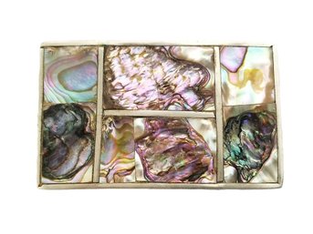 Unique Vintage Alpaca Rectangular Colorful Abalone Shell Belt Buckle - Made In Mexico
