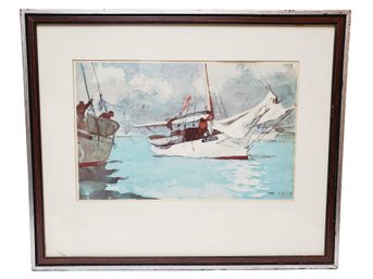 Vintage Lithograph Print Of 1903 Winslow HomerFishing Boats Print