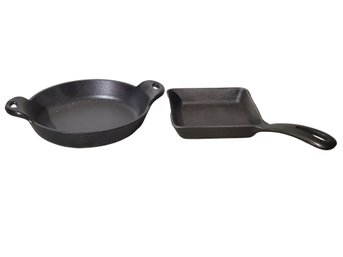 Two Small Cast Iron Cooking Baking Pans Skillet Including Lodge