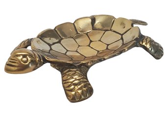 Vintage Andrea By Sadek Solid Brass Turtle Valet Coin Change Trinket Dish