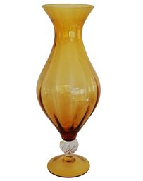 Large 19' Murano MURANO VETRO ESEGUITO Ribbed Optic Art Glass Footed Vase #2