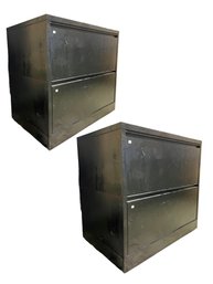 A Pair Of Metal 2 Drawer File Cabinets