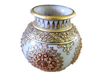 Hand Painted & Beautifully Decorated Marble Pot Lota