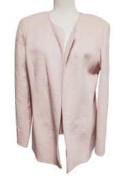 Linda Allard / Ellen Tracy Pale Pink Embroidered Jacket Blazer 100 Percent Wool - Size 12