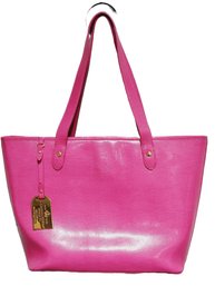 Hot Pink Ralph Lauren RLL Pebbled Pink Leather Satchel - New