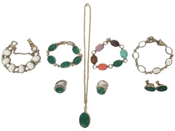 Vintage Scarab Bracelets, Rings, Necklace & Clip-On Earrings