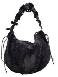 Ladies Black Suede & Leather Desmo Italy Boho Shoulder Bag Purse