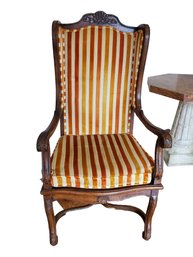 Antique Carved Walnut & Rattan High Back Chair